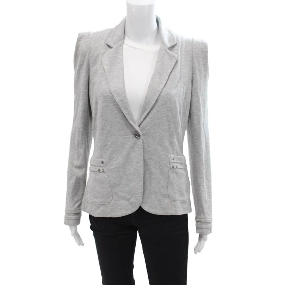 Escada Sport Womens One Button Long Sleeve Knit Unlined Blazer Gray Size 40